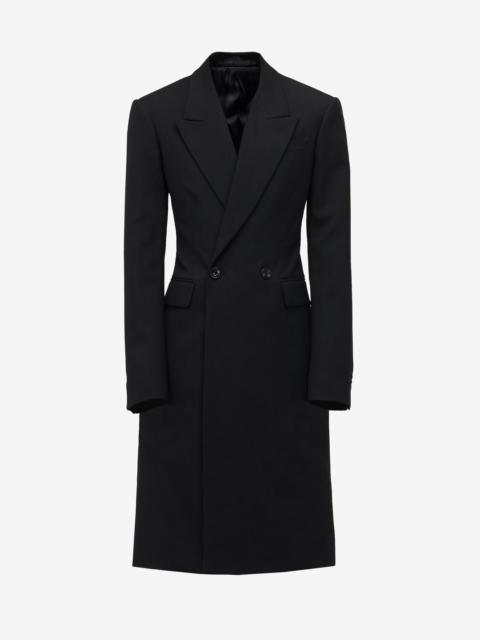 Alexander McQueen Men's Double-breasted Tailored Coat in Black