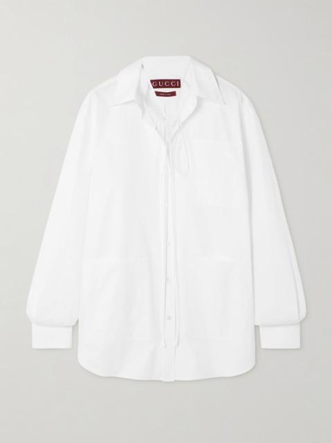GUCCI Oversized appliquéd cotton-poplin shirt White