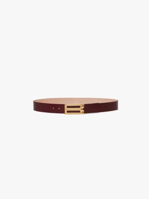 Victoria Beckham Jumbo Frame Belt In Burgundy Glossed Leather