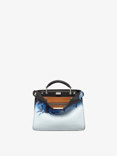 FENDI Small Peekaboo ISeeU bag made of black Cuoio Romano leather, printed with Cloud graphics in blue and