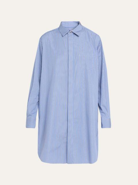 sacai Pleated Sides Striped Poplin Shirtdress