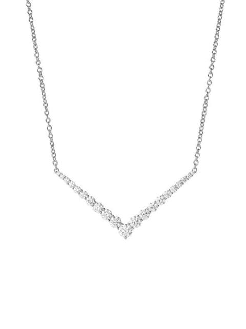 MELISSA KAYE Aria V Necklace - White Gold
