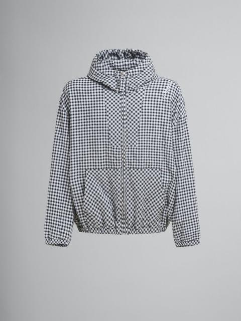 Marni BLACK AND WHITE CHECKED SEERSUCKER HOODED JACKET