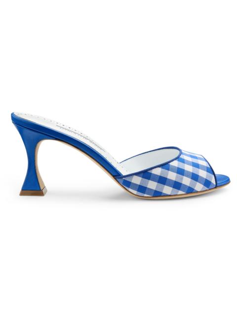 Manolo Blahnik Women's Jadara 70MM Gingham Cotton Pumps - White Blue