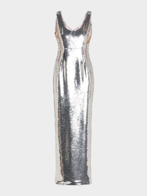 THE NEW ARRIVALS ILKYAZ OZEL Manu Sleeveless Sequin Column Gown