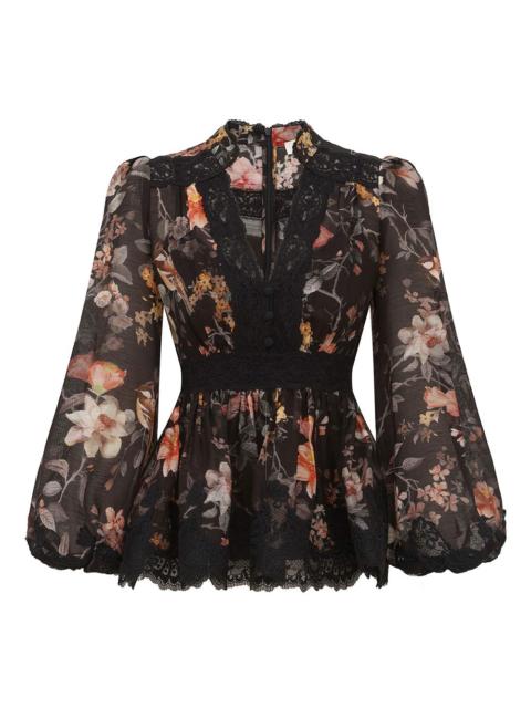 Zimmermann CAROUSEL LACE PEPLUM BLOUSE