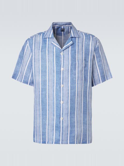 FEDELI Striped linen bowling shirt