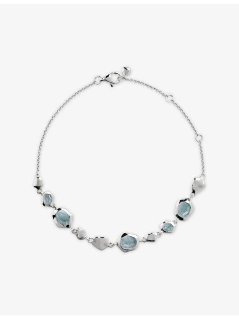 MONICA VINADER Odyssey Gemstone Pebbled Sterling-Silver And Aquamarine Chain Bracelet