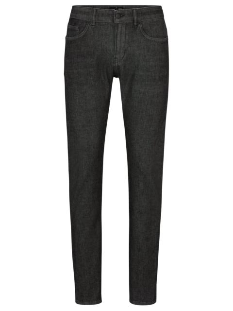 BOSS SLIM-FIT JEANS IN BLACK PERFORMANCE-STRETCH KNITTED DENIM