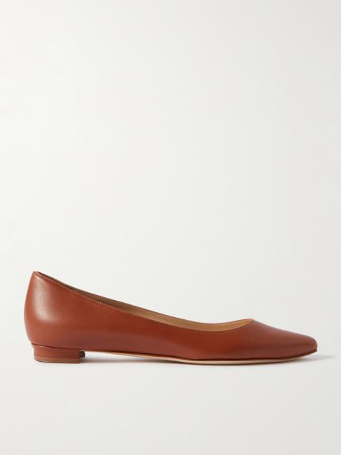 Manolo Blahnik Bb 10 Leather Point-toe Flats
