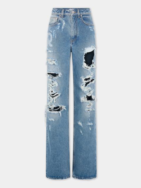 Paco Rabanne DISTRESSED HIGH-RISE WIDE-LEG JEANS