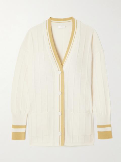 ERES Clubhouse Striped Ribbed Wool And Cashmere-blend Cardigan
