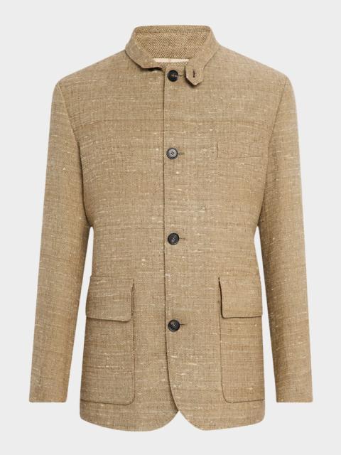 Loro Piana Men's Linen and Silk Roadster Single-Breasted Jacket