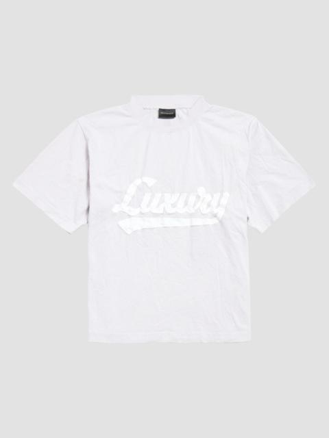 BALENCIAGA Women's Luxury Script Medium Fit T-Shirt - Dirty White