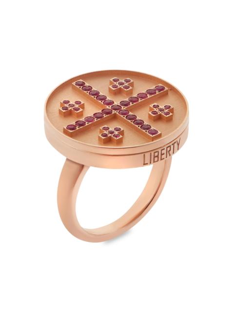 ILEANA MAKRI Women's Liberty 18K Rose Gold & Ruby Cross Ring - Rose Gold