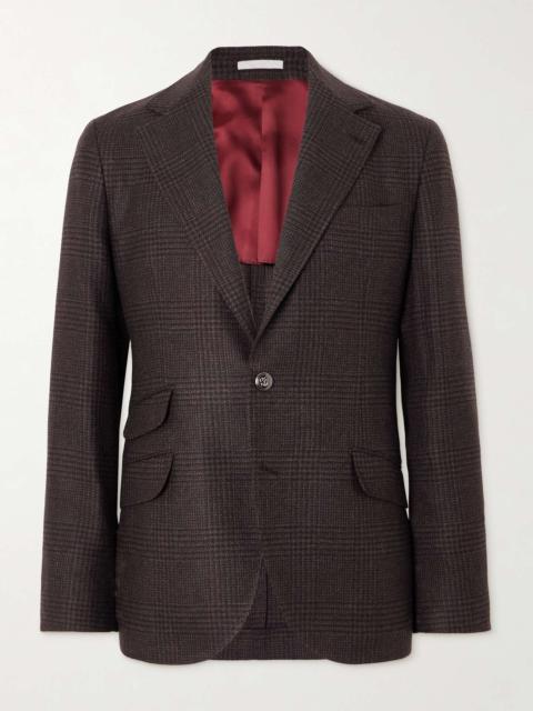 Brunello Cucinelli Prince of Wales Checked Cashmere, Wool and Silk-Blend Suit Jacket