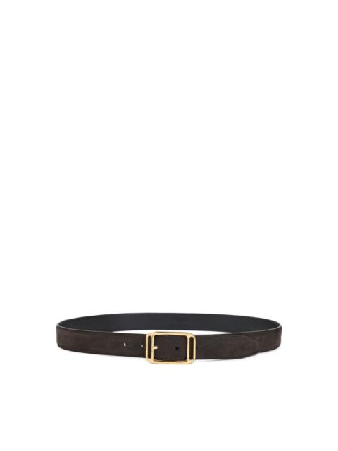 TOM FORD SUEDE LEATHER GOLD-BUCKLE BELT