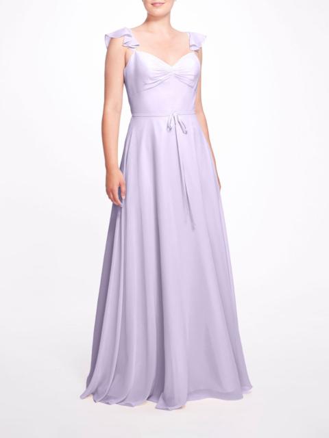 Marchesa NAPLES RUFFLE STRAP GOWN