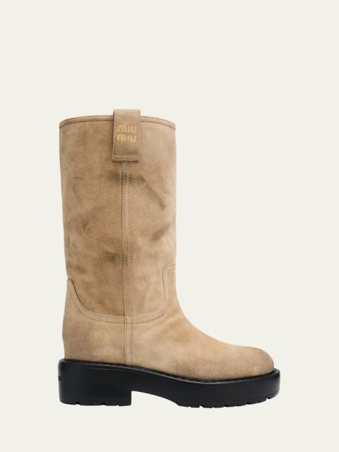 Miu Miu Suede Tall Moto Boots