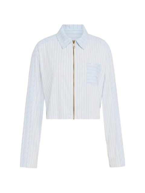 adidas striped zip-up shirt