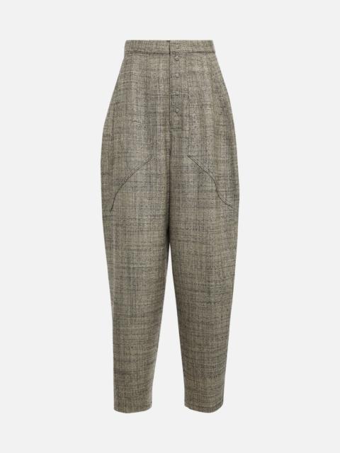 High-rise tapered wool pants