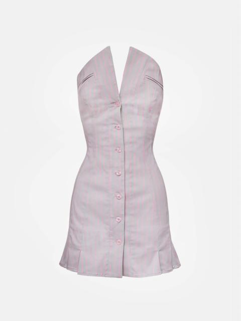 POSTER GIRL COURT DRESS GREY/PINK PINSTRIPE