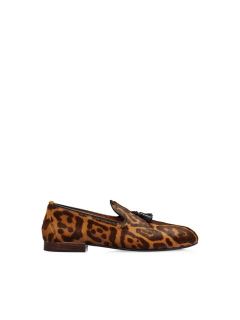 TOM FORD LEOPARD PRINTED PONY NICOLAS TASSEL SLIPPER