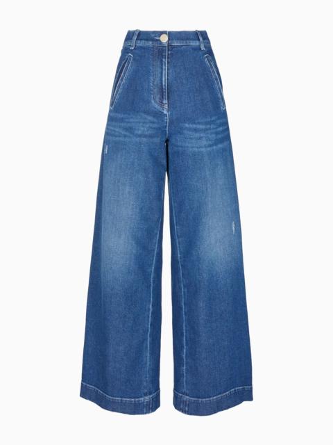 GIORGIO ARMANI Denim Collection wide-leg trousers in stretch cotton denim