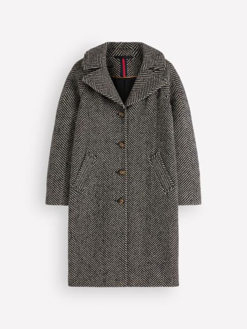 BODEN Cotswold Wool Coat-Grey Herringbone
