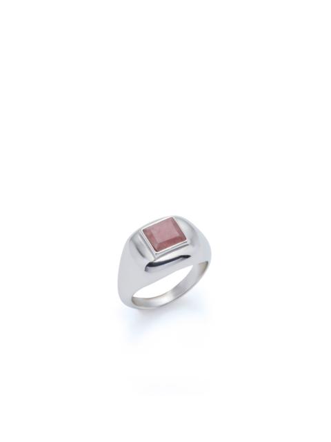 GABRIELA HEARST Medium Ring in 18k White Gold & Pink Marble Stone