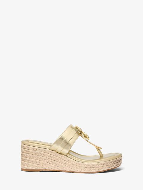 MICHAEL KORS Zoe Metallic Wedge Sandal