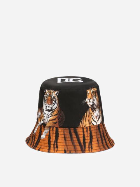 Dolce & Gabbana Reversible bucket hat in tiger-print nylon