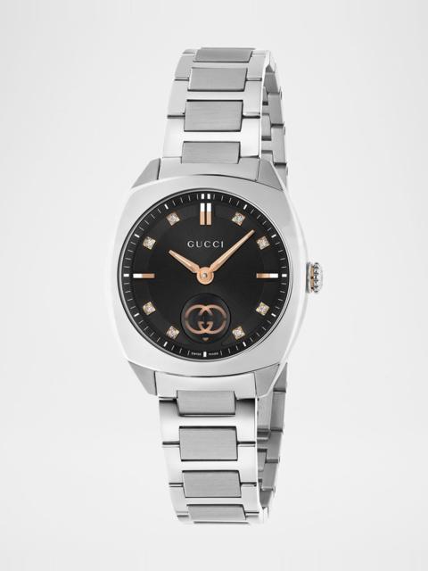 GUCCI 29mm Gucci Interlocking Diamond Watch with Bracelet Strap, Black