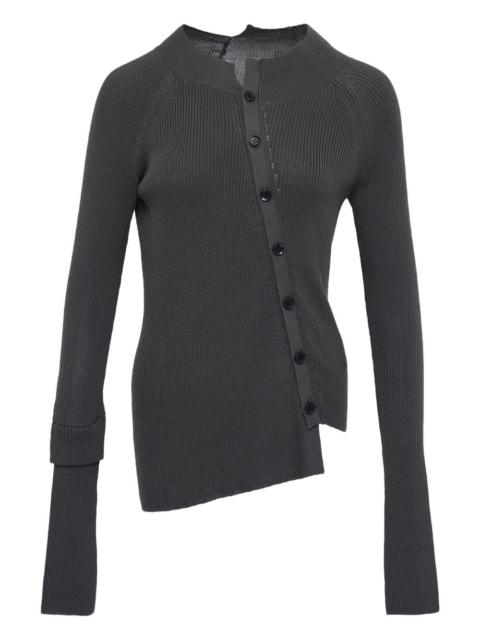 Y's asymmetric ribbed-knit cardigan