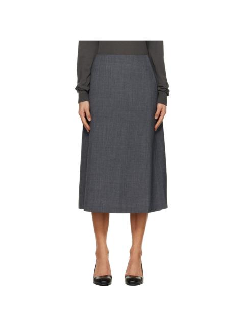 Tonywack Gray Wool Midi Skirt