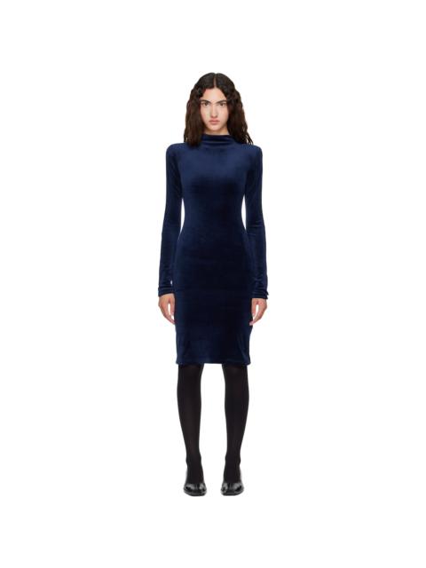 MM6 Maison Margiela Navy & Black Long Sleeve Midi Dress