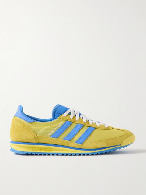 adidas Originals + Sporty & Rich SL72 suede and leather-trimmed shell sneakers Yellow