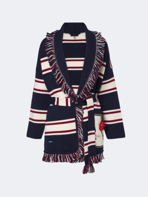 Alanui Rugby Club fringed virgin wool wrap cardigan