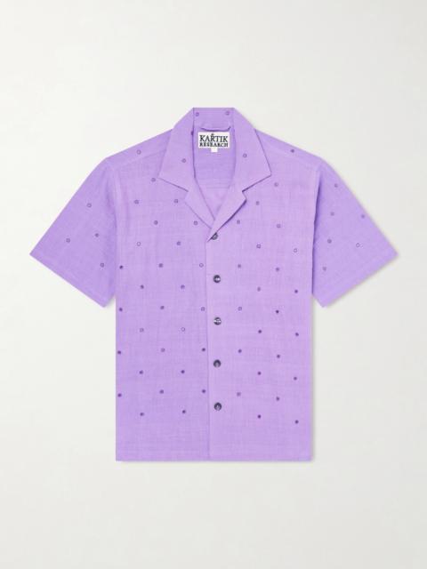 KARTIK RESEARCH Camp-Collar Embellished Cotton Shirt
