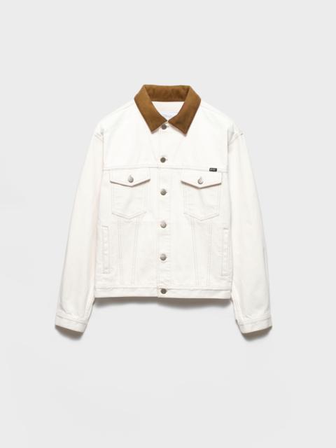 Prada Old denim jacket with leather details