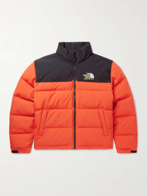 GUCCI + The North Face Logo-Embroidered Colour-Block Quilted Shell Down Jacket