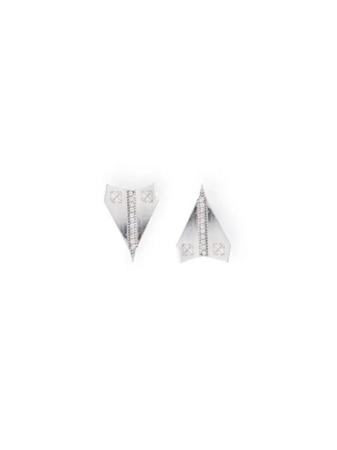 Off-White Silver Paper Plane Earrings