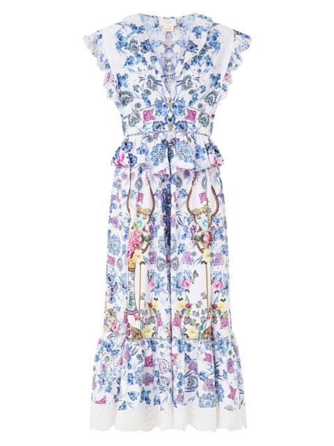 CAMILLA Women's Floral Ruffled Cotton Midi-Dress - All About That Lace