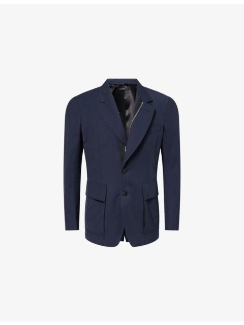TOM FORD Single-Breasted Zip-Up Cotton-Twill Blazer