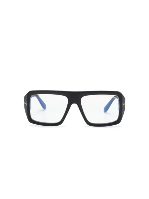 FT5903B logo-engraved square-frame glasses