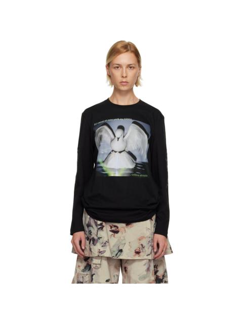 Collina Strada Black '52 Canal' L/S Rhinestone Graphic T-shirt