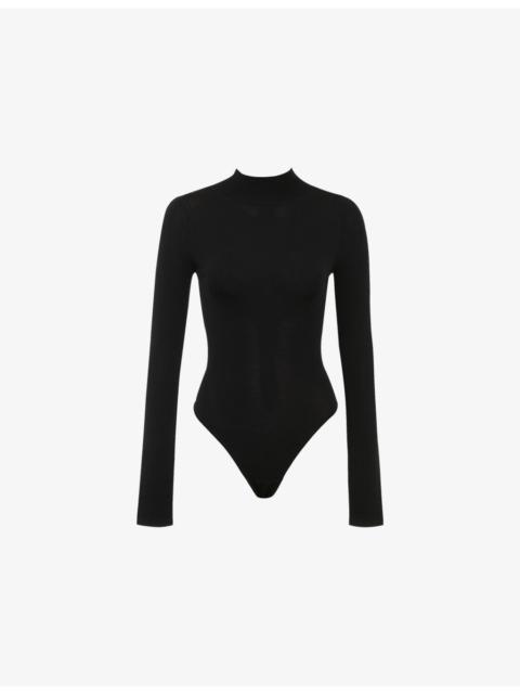 House of CB Eliena High-Neck Stretch-Knit Bodysuit