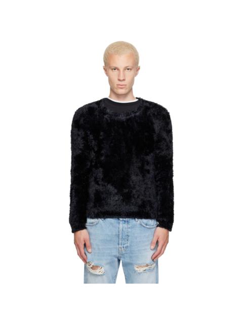 Marine Serre Black Wild Fluffy Knit Crewneck Sweater