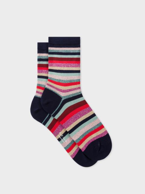 Paul Smith Women's Navy Glitter 'Swirl Stripe' Socks