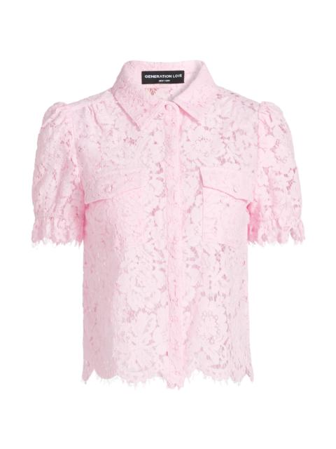 GENERATION LOVE Women's Mina Lace Button-Front Top - Soft Rose